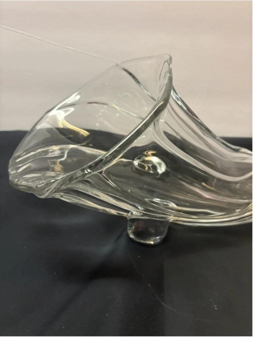 Duncan & Miller Footed Cornucopia Horn of Plenty Glass Vase Manganese Glow 13